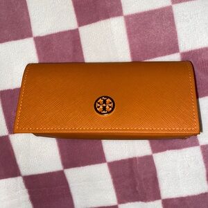 Tory Burch sunglasses case orange with gold emblem